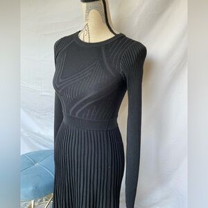Express Black Long Sleeve Ribbed Dress